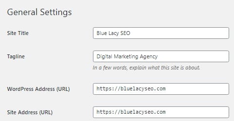 URL setting WordPress