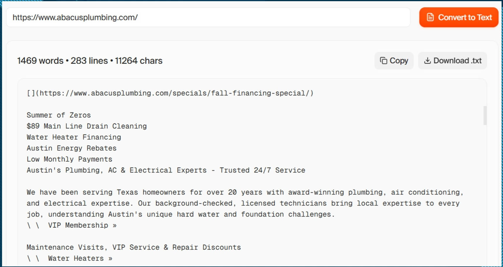 Website to Text Converter